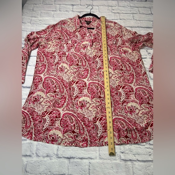 Wear with Tall Boots this Fall! Bit & Bridle Red and Cream Paisley Shirt Dress! - Picture 7 of 7